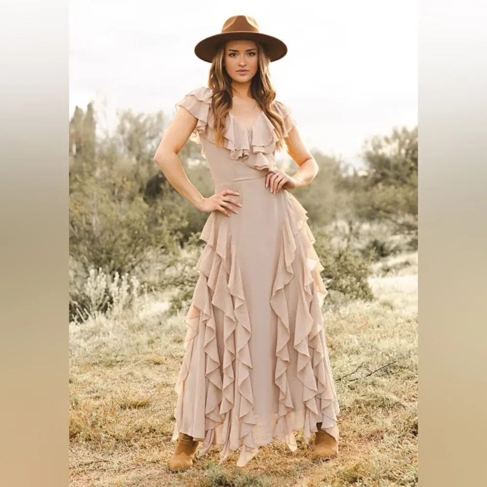 Joyfolie • Sylvia flutter dress in light taupe - Picture 4 of 10